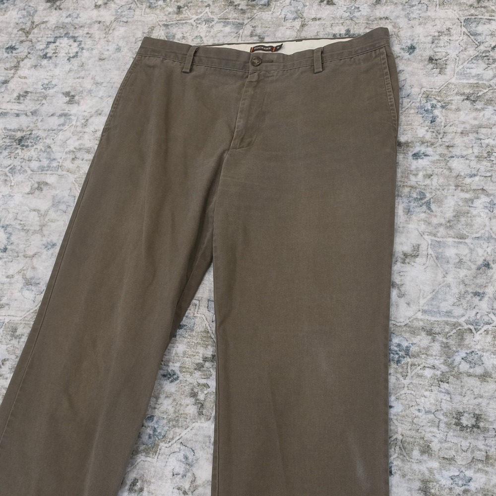 Dockers D2 Straight Fit Khakis Mens 36x34 Olive Brown Flat Front Chino Pants